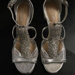 Silver Open Toe Heels